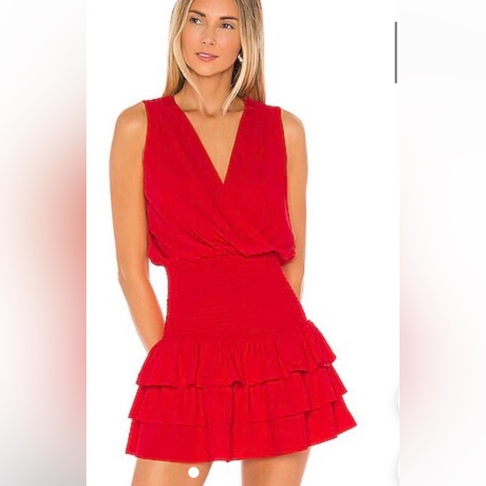 Amanda Uprichard Red Mini Dress with V-Neck